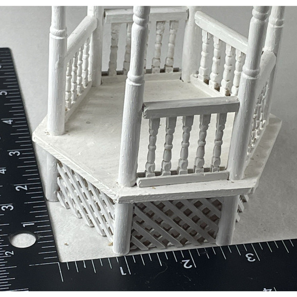 Dollhouse Miniature 1:24 White Gazebo Made from Kit by Artisan Haight Chairs Tab - Picture 7 of 8